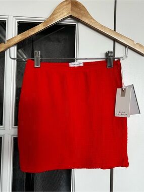 NWT Good American Red Textured Resort Swim Cover Up Mini Skirt